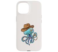 Custodia per iPhone 15 Jellyfish Western Sheriff Cowboy Funny Ocean Animal