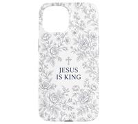 Custodia per iPhone 15 Jesus Is King Cristiano Fede Croce Floreale Preghiera Donne