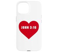 Custodia per iPhone 15 John 3:16 GOD So Loved The World Bible Verse Reference Heart
