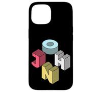 Custodia per iPhone 15 John First Given Retro nome isometrico blocco lettere