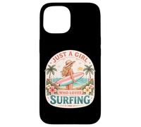 Custodia per iPhone 15 Just A Girl Who Loves Surfing Woman Surfer Cute Surfboard