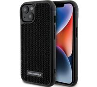 Custodia per iPhone 15 Karl Lagerfeld con logo in strass e placca in metallo ner
