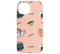 Custodia per iPhone 15 Kawai Pattern Carino Sushi Maki Salsa di Soia Onigiri Giappone Divertente