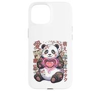 Custodia per iPhone 15 Kawaii Panda with Heart Sweet Panda Bear with a Heart Symbol