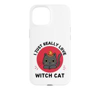 Custodia per iPhone 15 Kawaii Strega Gatto I Just Really Love Cute Witch Cat Lover