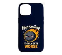 Custodia per iPhone 15 Keep Smiling It Only Gets Worse Funny Meteor Citazione