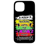 Custodia per iPhone 15 Keep Training Until The Belt Turns Black Retro Karate