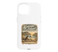 Custodia per iPhone 15 Komodo Dragon Beach Retro Indonesia Viaggio