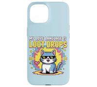 Custodia per iPhone 15 La mia lingua di gioco è Loot Drops Cat Gamer Cool Design