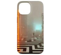 Custodia per iPhone 15 La soglia al neon - Cyberpunk Dystopian City Art
