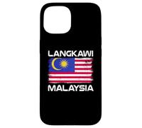 Custodia per iPhone 15 Langkawi Bandiera Malesia Distressed Orgoglio Malese