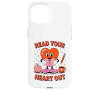 Custodia per iPhone 15 Leggi il tuo cuore per San Valentino amante dei libri retrò
