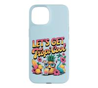 Custodia per iPhone 15 Let's Get Tropi-Cool Flamingo Ananas Beach Graphic