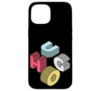 Custodia per iPhone 15 Lettere in stampatello isometriche retrò con nome di battesimo Hugo