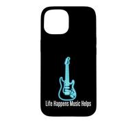 Custodia per iPhone 15 Life Happens Music Helps Electric Guitar Outline