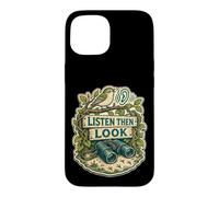 Custodia per iPhone 15 LISTEN THEN LOOK Ascolto degli uccelli nel bosco