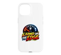 Custodia per iPhone 15 Living on the Edge Empty Fuel Gauge Funny Driving