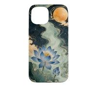 Custodia per iPhone 15 Loto blu sotto un cielo pieno di stelle