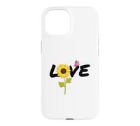 Custodia per iPhone 15 Love Girasole Farfalla - Farfalle Girasoli