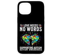 Custodia per iPhone 15 Love Needs No Words Autism Awareness Support Gifts Parents