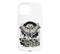 Custodia per iPhone 15 Luna Moth Night si apre grunge collage
