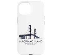 Custodia per iPhone 15 Mackinac Island Bridge Michigan Grandi Laghi Huron viaggio in traghetto