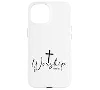 Custodia per iPhone 15 Made To Worship Cross Salmo 95:1 Christian Believer