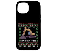 Custodia per iPhone 15 Maglione natalizio I Dig Christmas Excavator Ugly