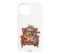 Custodia per iPhone 15 Maine Coon - Chitarra acustica con gatto, canti natalizi