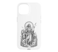 Custodia per iPhone 15 Manannan, linea d'arte celtica del dio celtico delle onde sacre