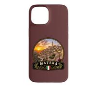 Custodia per iPhone 15 Matera Italia Tramonto Vecchio e Città Mediterraneo Design