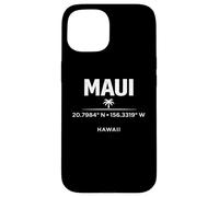 Custodia per iPhone 15 Maui Hawaii Coordinate Tropical Island Travel Design