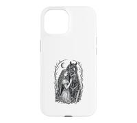 Custodia per iPhone 15 Medieval Maiden Horse Gothic Fantasy Sword Moon Design