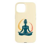Custodia per iPhone 15 meditare, donna, in, loto, posa, yoga, arte
