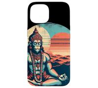 Custodia per iPhone 15 Meditazione Hanuman Vintage Tramonto Empowering Yoga Meditazione