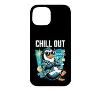 Custodia per iPhone 15 Mellow Penguin Tropical Shirt Retro Geometric Art
