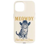 Custodia per iPhone 15 Meowdy Cat Detective Western Feline Noir Criminal Hunter