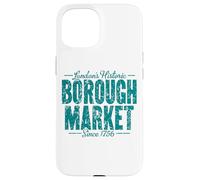 Custodia per iPhone 15 Mercato storico di Londra dal 1756 Stampa verde invecchiata