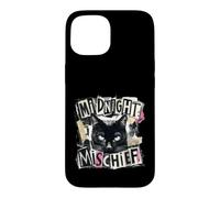 Custodia per iPhone 15 Midnight Mischief Black Cat, design grunge punk