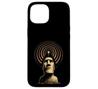 Custodia per iPhone 15 Moai Statua Cosmica Antico Mistero Retro Island