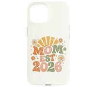 Custodia per iPhone 15 Mom Est 2026 Groovy Retro Daisy Flower New Mom Mother's Day