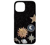 Custodia per iPhone 15 Mosaico celeste di mezzanotte vintage Cosmic Sun Trendy Y2K