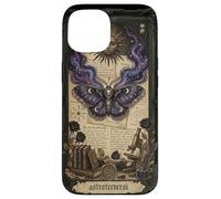 Custodia per iPhone 15 Moth Sun Dark Gothic Crescent Moon Skull
