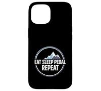 Custodia per iPhone 15 Mountain Biking Cyclist Eat Sleep Pedal Repeat