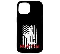 Custodia per iPhone 15 Muay Thai Bandiera Americana Fighter Design Patriottico