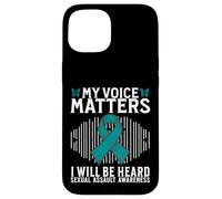 Custodia per iPhone 15 My Voice Matters Support Sexual Assault Awareness Gifts