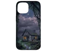 Custodia per iPhone 15 Mystical Forest Cottage Dark Academia Cabina incantata