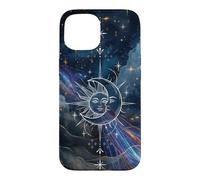 Custodia per iPhone 15 Mystical Sun Moon Nebula Art Cosmic Harmony Design