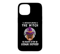 Custodia per iPhone 15 Never Mind The Witch Beware Of German Shepherd Dog Halloween