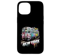 Custodia per iPhone 15 New York Treno Graffiti Style NYC Metropolitana